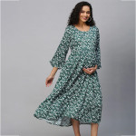 Green & White Floral Maternity Maxi Dress