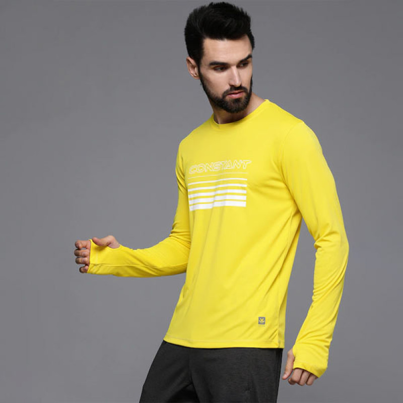 Men Yellow Typography Printed Slim Fit T-shirt