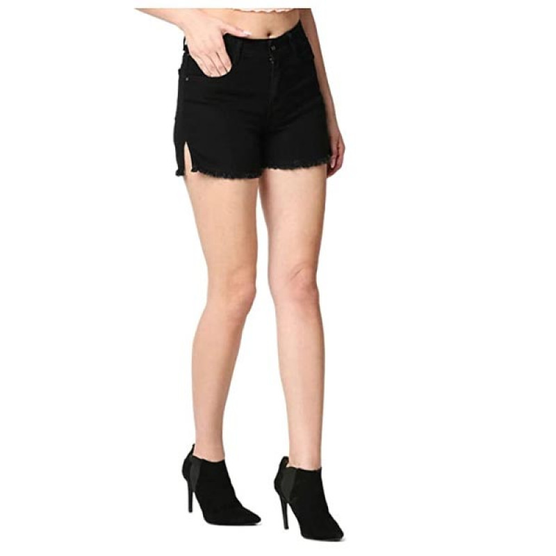 Women Washed Slim Fit Denim Stretchable Shorts