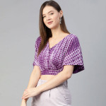 Purple and White Solid Wrapped Top