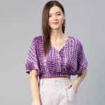 Purple and White Solid Wrapped Top